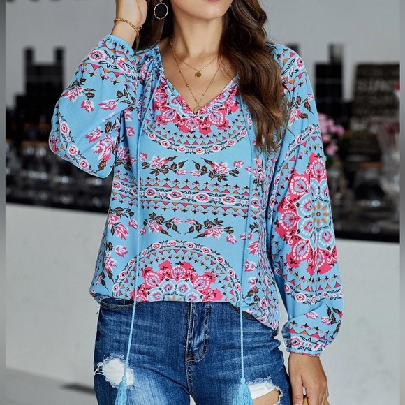 🌈🌺 NWOT Bohemian Blouse - Picture 1 of 12